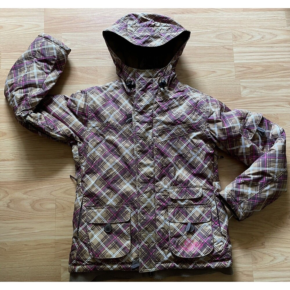 Sims T-Buck Snowboard Ski Waterproof Insulate Plaid Womens Coat M EUC